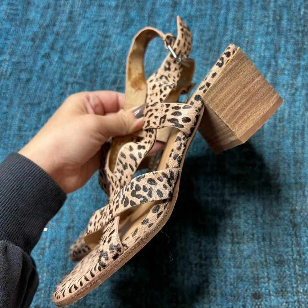 Madewell Alyssa Cheetah Print Calf Hair Sandals Tan and Black Women's Size 7.5